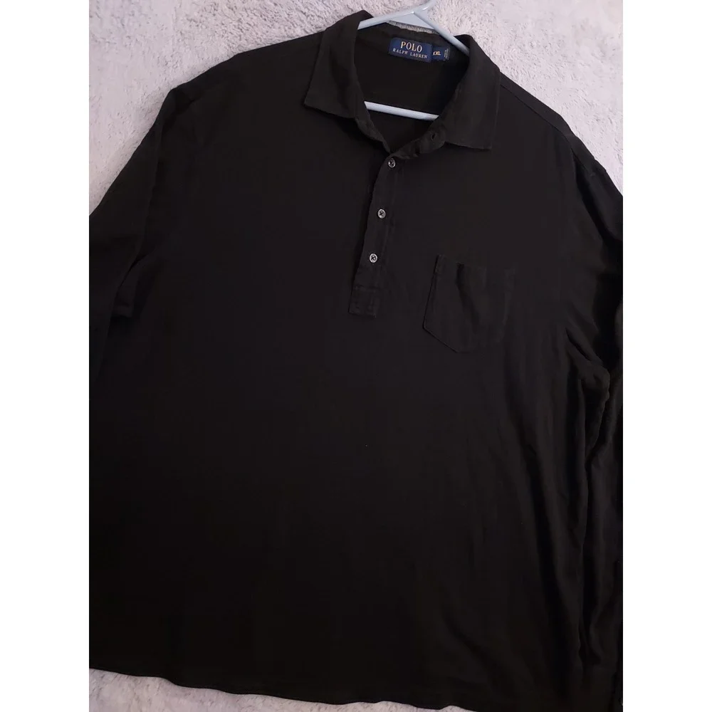 Polo Ralph Lauren Shirt Men 2XL XXL‎ Popover Faded Black Knit Casual Preppy PRL